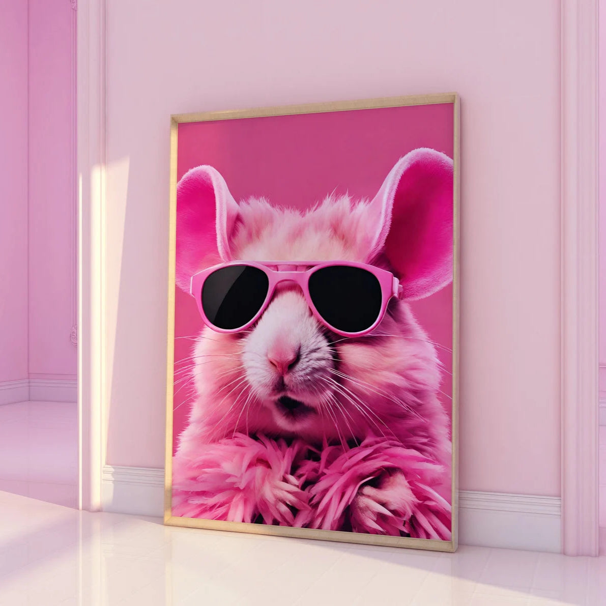 Cool Pink Hamster in Sunglasses Pink Print