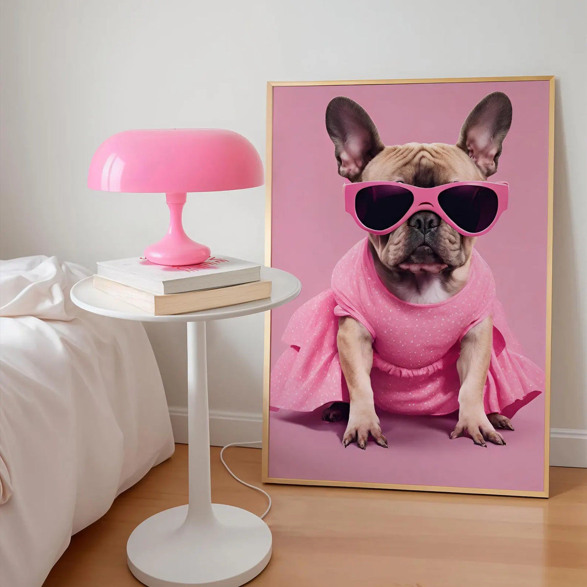 French Bulldog in Sunglasses Pink Print