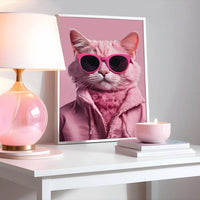Cool Pink Kitty Cat in Sunglasses Pink