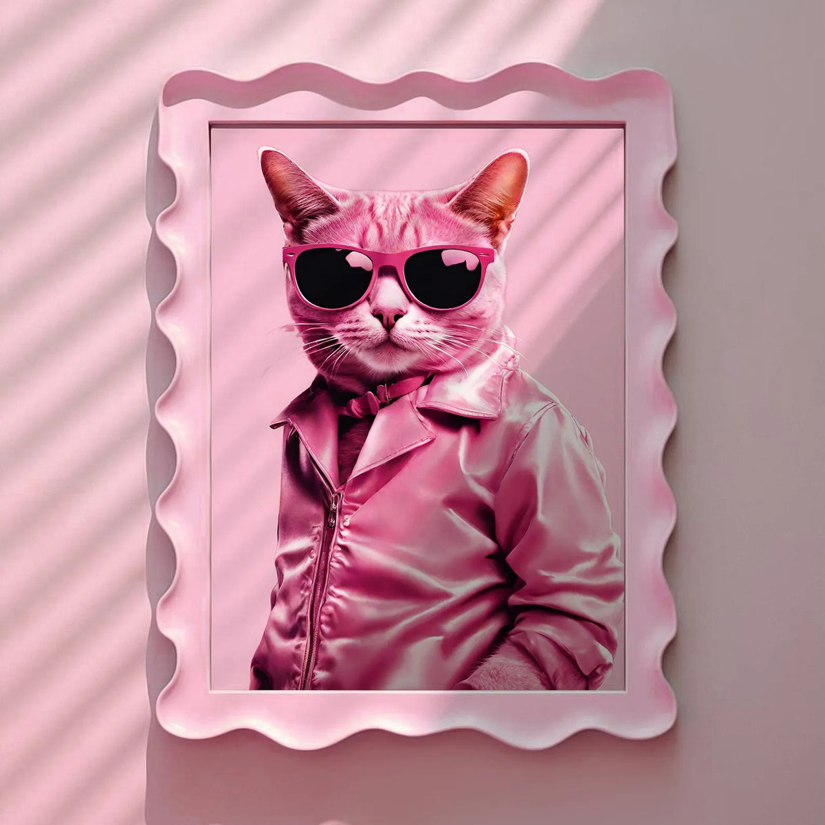 Cool Pink Kitty Cat in Sunglasses Pink Print