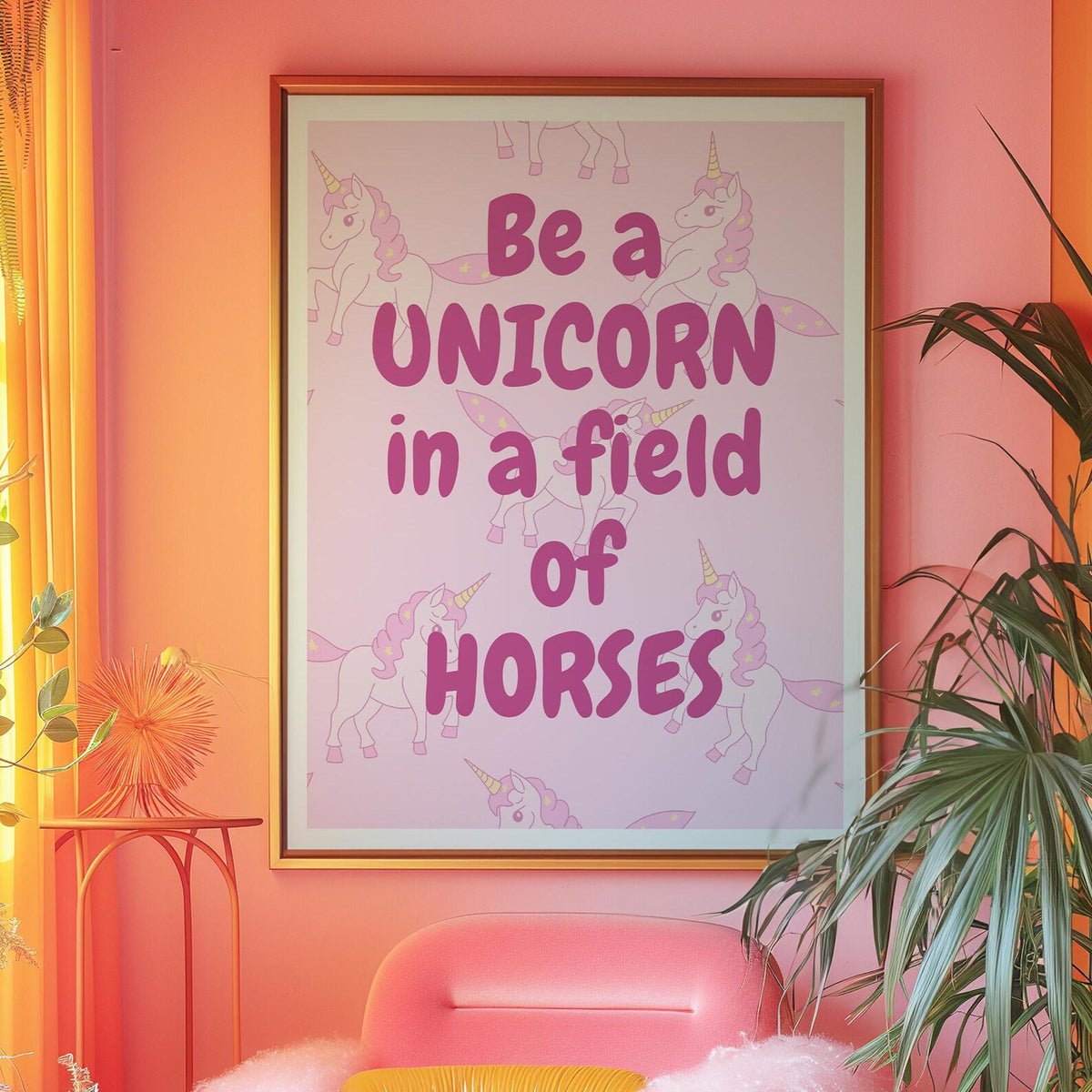 Be a Unicorn in a Field of Horses Pink Print