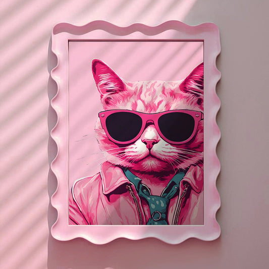Cool Pink Kitty Cat in Sunglasses Pink Print
