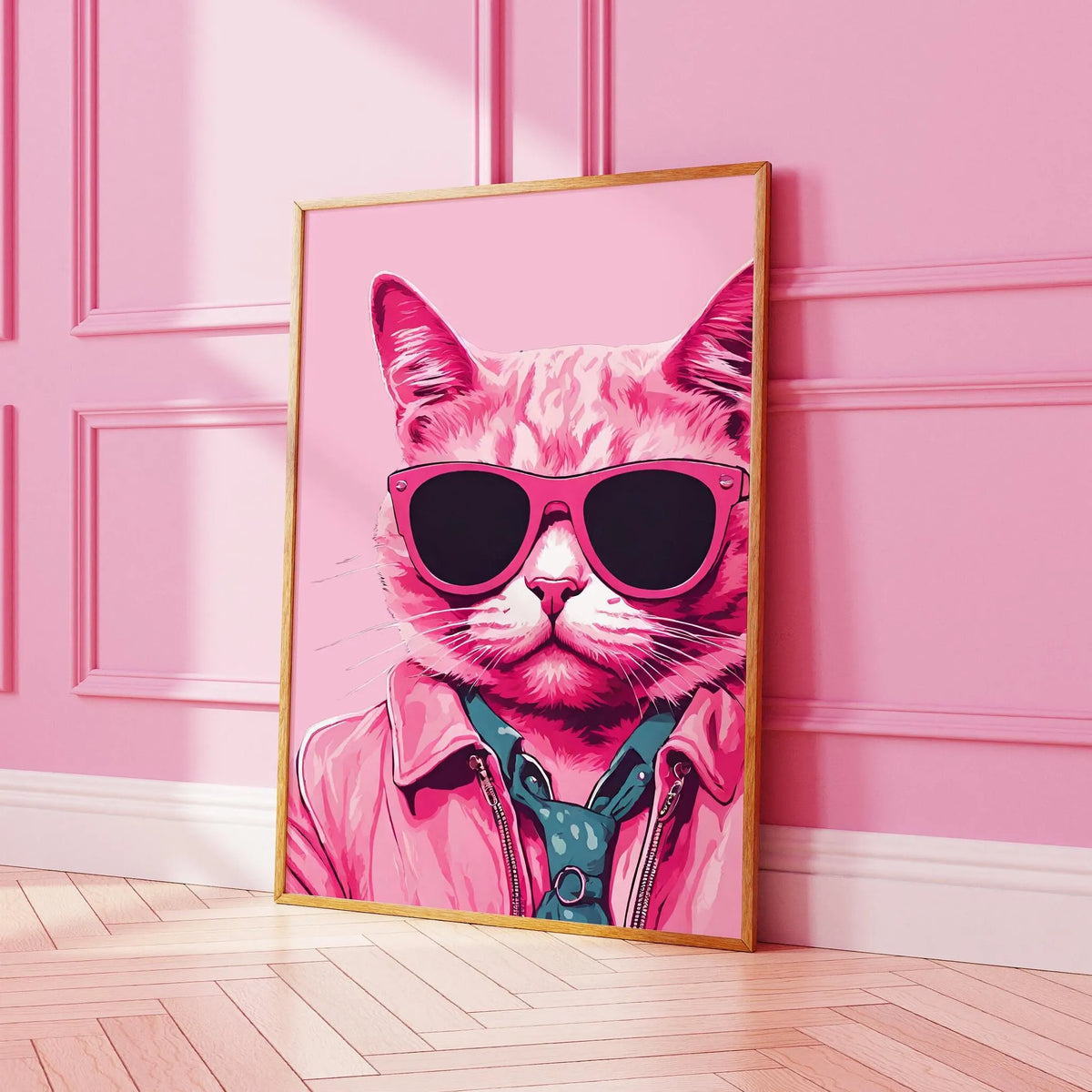 Cool Pink Kitty Cat in Sunglasses Pink Print