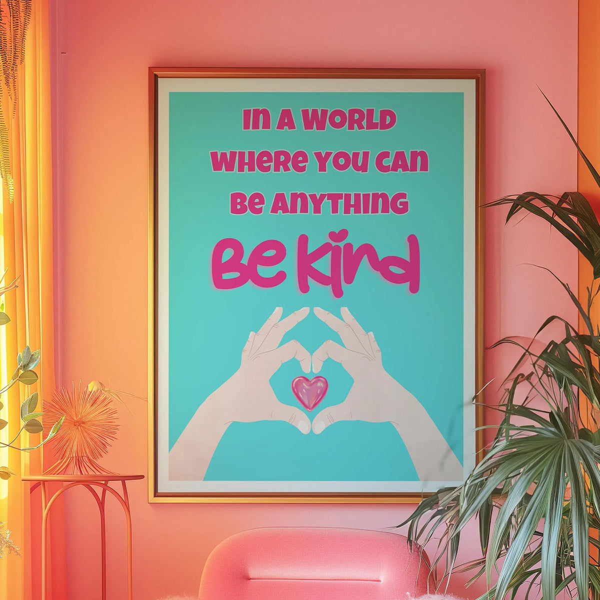In a world where you can be anything, Be Kind Pink Print