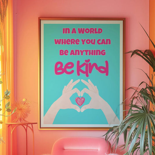 In a world where you can be anything, Be Kind Pink Print