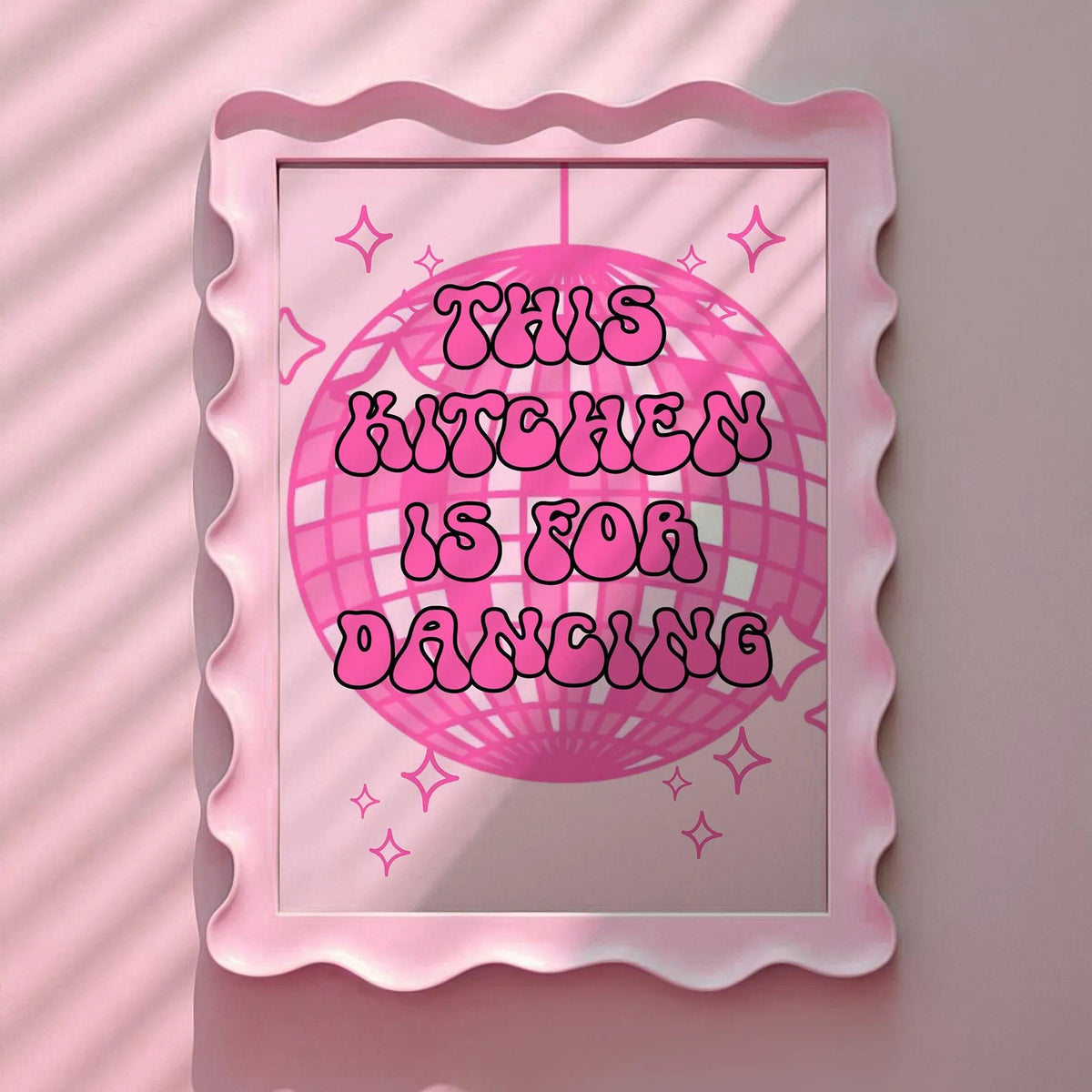 This kitchen is for dancing Pink Print