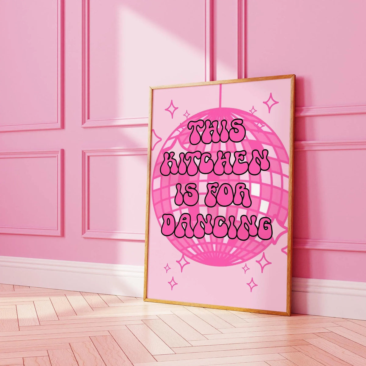 This kitchen is for dancing Pink Print