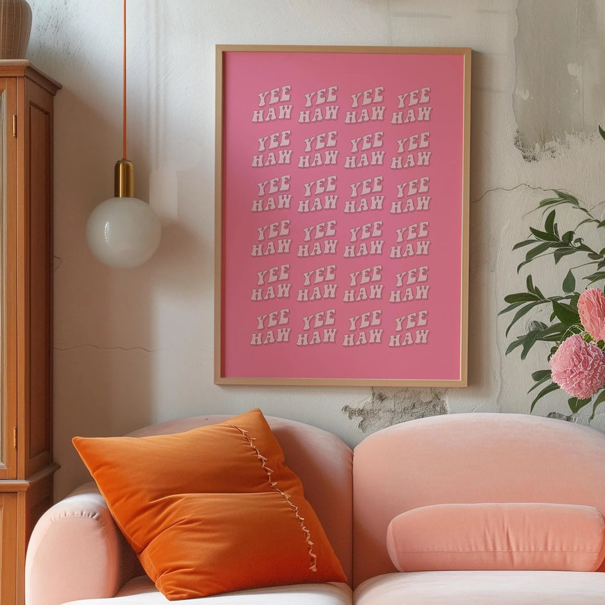 Yee Haw Cowboy Cowgirl Western Pink Print